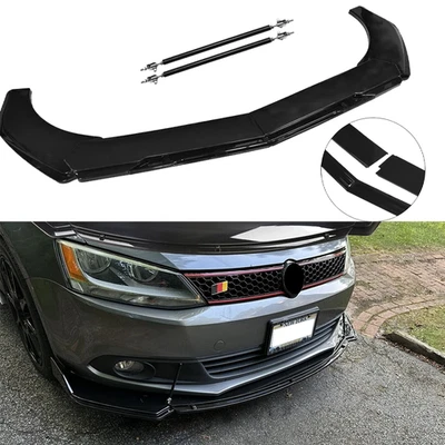 Front Bumper Lip Splitter Spoiler Glossy Black Body Kit For Volkswagen Atlas S - Image 1 of 4