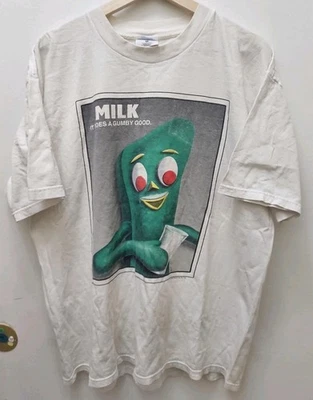 Camiseta De Colección Gumby Milk Rara Años 90 Logotel Original 1996 Dibujos Animados TV Promo XL Foto 1 de 4