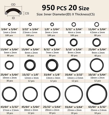 Kit de juntas tóricas kit surtido de juntas tóricas de goma de 950 piezas,neuvo. - Image 1 of 4