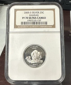 2005-S 25c Silver State Quarter Kansas NGC PF70 - Picture 1 of 2