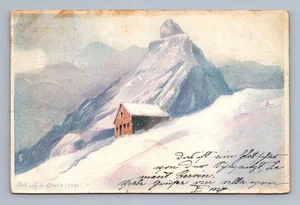 Antike Schweiz Postkarte MONT CERVIN Alpine Winterszene 1900 - Bild 1 von 2