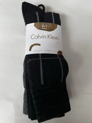 Calcetines de vestir Calvin Klein Crew 4 pares talla única gris negro mezcla de algodón peinado nuevos Foto 1 de 4
