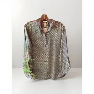 Neu H&M kleines Langarmshirt gemustert seidig - Bild 1 von 6