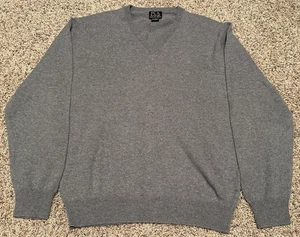 Suéter Jos A Bank 100% CACHEMIRA Cuello en V Gris Para Hombre Mediano Preppy Clásico - Imagen 1 de 10