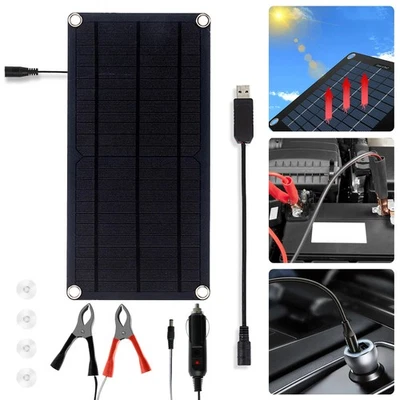 12V 60W Solarpanel Ladegerät für kfz Autobatterie, tragbares Solarmodul Aufladen - Bild 1 von 4