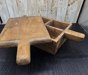 Antike handgeschnitzte Holz Primitive Gewürz Tabak Küche Box Halter Volkskunst - Bild 1 von 10