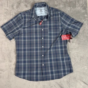 Chaps Everyday Performance Shirt XL Ensign Blue Plaid 4-Way Stretch NWT - Picture 1 of 6