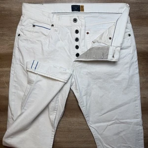 J Crew Selvedge Jeans Men 32x34 Off White 770 Straight Leg Denim Button Fly - Picture 1 of 14