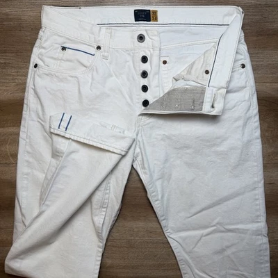 J Crew Selvedge Jeans Men 32x34 Off White 770 Straight Leg Denim Button Fly - Image 1 of 4
