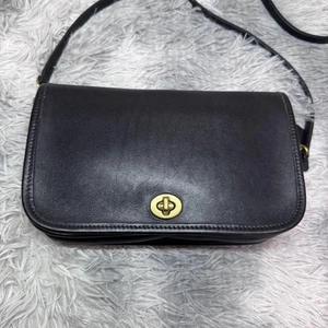 Bolso de Hombro COACH 9755 Bandolera de Cuero Negro Accesorios de Moda para Mujeres Bloqueo Giratorio - Imagen 1 de 12