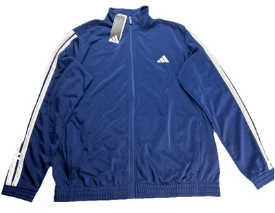 Chaqueta Adidas Para Mujer XL Cremallera Completa 3 Rayas Tricot Pista Atlética Azul/Blanco Nueva Con Etiquetas Foto 1 de 4
