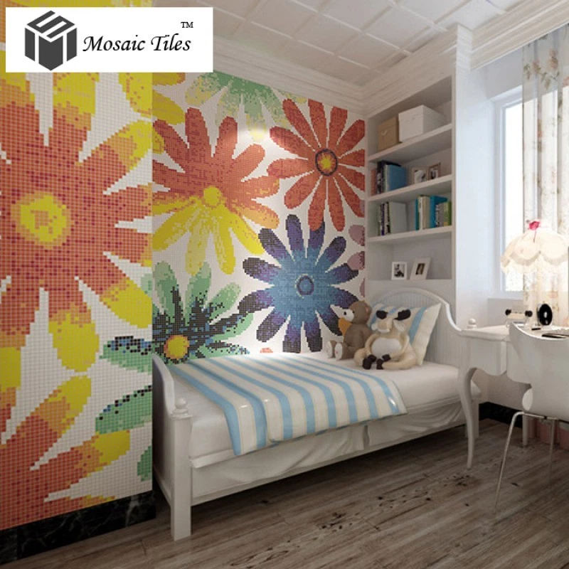 Colorido Girasoles Sueño Vidrio Puzzle Patrón Arte Mosaico Azulejos Decoración de Pared Foto 1 de 4