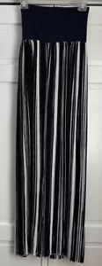 Valentine Women's High Waist Navy Blue & White Flowy Wide Leg Pants Small - Picture 1 of 12