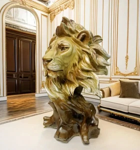 NEW Handsome Soulful Lion Head Bust Resin Figurine Sculpture Statue 11hx6wx6d - Picture 1 of 8