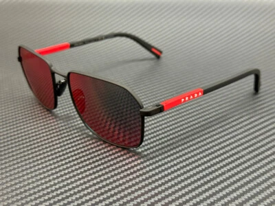 PRADA LINEA ROSSA PS A51S DG008F Rubbered Black Red Mirror 57 mm Sunglasses - Image 1 of 4