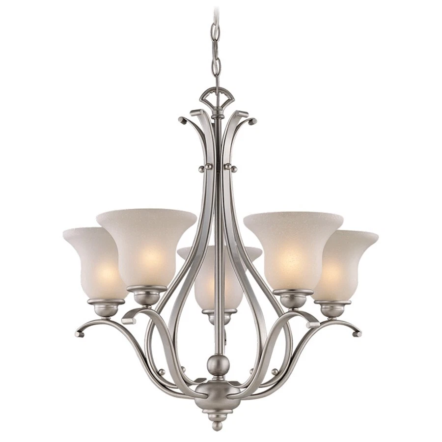 Vaxcel Monrovia 5 Light Chandelier, Nickel/Frosted Seeded Glass - CH35405BN - Image 1 of 1