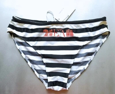 РЕДКИЙ EMPORIO ARMANI ЖЕНЩИН ЧЕРНЫЙ/БЕЛЫЙ ПОЛОСКИ КУПАЛЬНЫЙ КОСТЮМ БИКИНИ НИЗ БРЮКИ ИТАЛИИ - Изображение 1 из 4