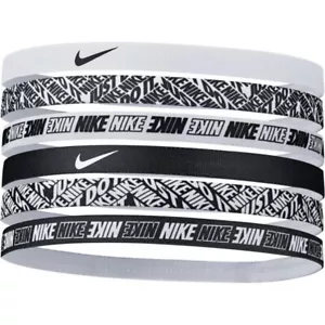 NIKE HAIRBANDS - HEADBANDS - PACK OF 6 BLACK WHITE - Picture 1 of 1