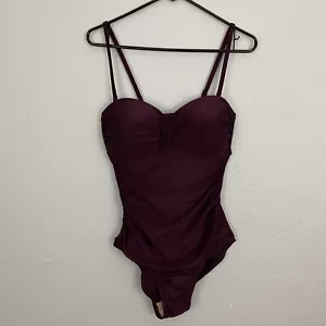 Merona Maroon Built In Bra One Piece Swimsuit Size M - Picture 1 of 10