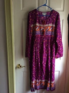 EXPRESSIONS Sz M 100% Rayon purple DRESS India New $69.95  floral, Pockets - Picture 1 of 10