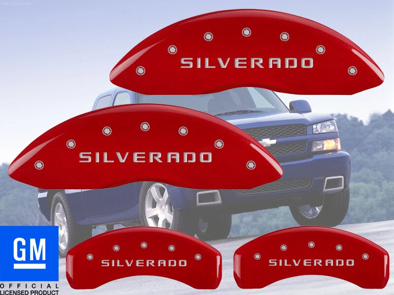 Cubierta de pinza de disco de freno MGP roja delantera + trasera Chevy "Silverado" 2500 1999-2004 Foto 1 de 4