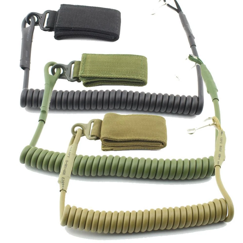 Tactical Pistol Lanyard Sling Elastic Handgun Secure Spring Retention Rope Sling - Image 1 of 4