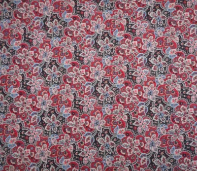 Civil War Reproduction Fabric 3/4 Yard Dk Pink Blue White on Black Cotton Vtg - Image 1 of 2