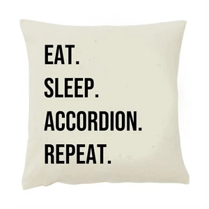 Funda Cojín Acordeonista Divertida 50cm Cuadrada Beige Acordeón Comer Dormir Regalo - Imagen 1 de 4