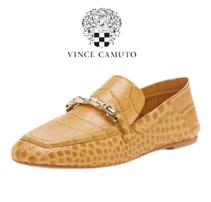 Vince Camuto Women's Perenna Loafer Flat - Creamy Caramel Croco Leather NEW - Picture 1 of 6