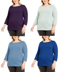 Karen Scott Women's Plus Size Ballet Neckline Pullover Sweater, Assorted Colors - Picture 1 of 13