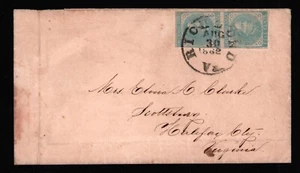 1862 CSA Cover Richmond, VA to Elvira A. Clarke in Halifax City, VA - #7 5c Pair - Picture 1 of 3