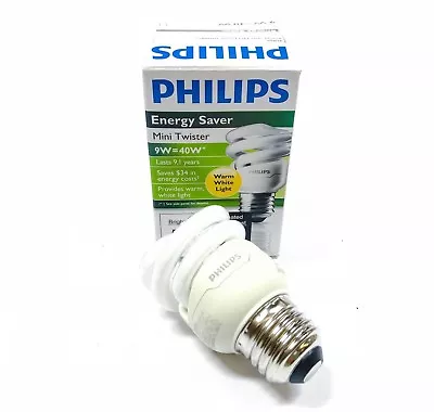 41398-8 Philips 9W Mini Twist 2700K Warm White Fluorescent Light Bulb - Image 1 of 3