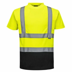 Portwest S378 Hi Vis 2 Tone Reflective Short Sleeve Safety Work T Shirt ANSI - Picture 1 of 11