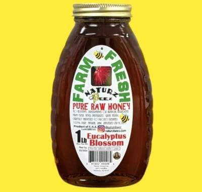 RAW HONEY EUCALYPTUS BLOSSOM 1LB 454g 100% PURE Raw USA Honey - Image 1 of 4
