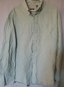 Izod Men's Shirt Size XXL Green/White Stripes Long Sleeve Button Up Cotton - Picture 1 of 5