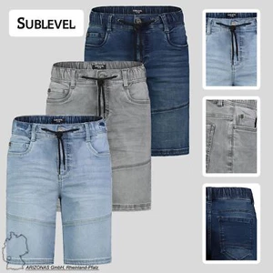 Hombres Sublevel Denim Bermuda Shorts con cordón y cintura elástica - Imagen 1 de 20