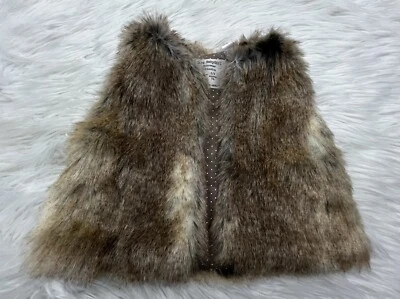 Zara Bebé Niña Infante Niñas Ropa Exterior Colección Chaleco 6/9 M Marrón Imitación Piel A Presión Foto 1 de 4
