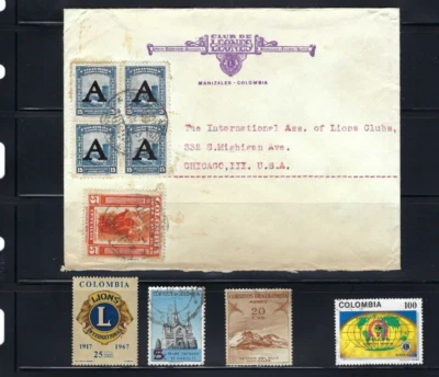''LIONS CLUB''. MANIZALES.- Cover to CHICAGO  U.S.  50s  + 4 STAMPS   USED - Image 1 of 3