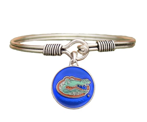 Florida Gators Translucent Blue Enamel Disc Wire Bangle Bracelet Jewelry Cover