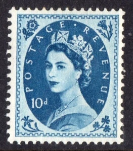 1956 QEII Wilding St. Edward Crown 10d PREUSSIAN BLUE MM SG 552, c£20 - Bild 1 von 2