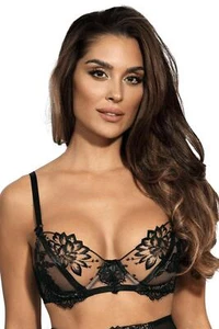 Designer Axami Fiona Sheer Unlined Bra Balconette Coverage Floral Embroidery - Picture 1 of 9