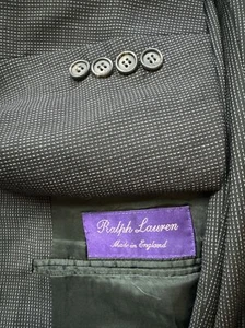 Ralph Lauren lila Etikettenanzug 44R 2-teilige Hose 38x30 schwarz gefleckt England - Bild 1 von 22