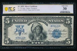 AC Fr 276 1899 $5 Silver Certificate PCGS 30 CHIEF NOTE Napier/Thompson - Picture 1 of 2