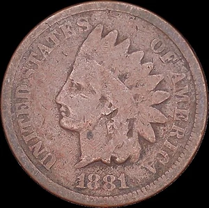 1881 1C Indian Head Cent Ungraded Circulated BN - Picture 1 of 2