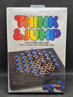 Vintage NOS New 1984 Pressman Think & Jump Solitaire Board Game 100% Complete - Image 1 of 4