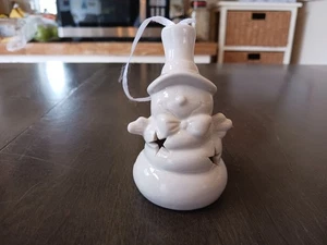 Teelichthalter weiß Schneemann Porzellan Ornament? - Bild 1 von 8