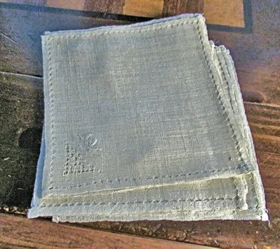 12 guardanapos de coquetel vintage com renda e bordado feitos à mão de linho nunca usados a - Imagem 1 de 2