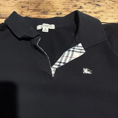 Camisa polo Burberry Brit para mujer talla mediana negra a cuadros Nova informal Foto 1 de 4