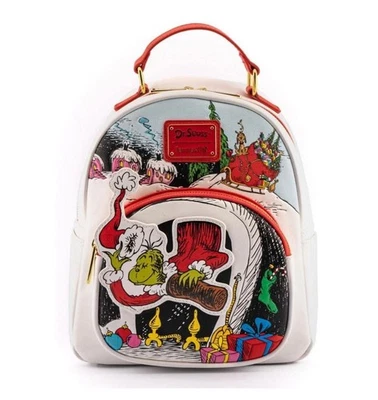 Mochila Loungefly Dr. Seuss The Grinch Chimney Thief para mujer con doble correa Foto 1 de 3