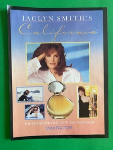 JACLYN SMITH'S CALIFORNIA MAX FRACTOR FRAGRANCE FULL MAGAZINE 1990 AD - Picture 1 of 1